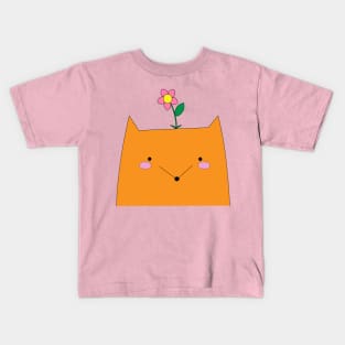 A fox cub with a flower on its head Kids T-Shirt